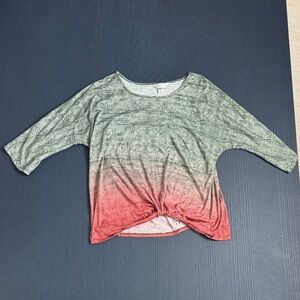 Christopher & Banks Heathered Green Crew Neck Tee, 3/4 sleeves, XL